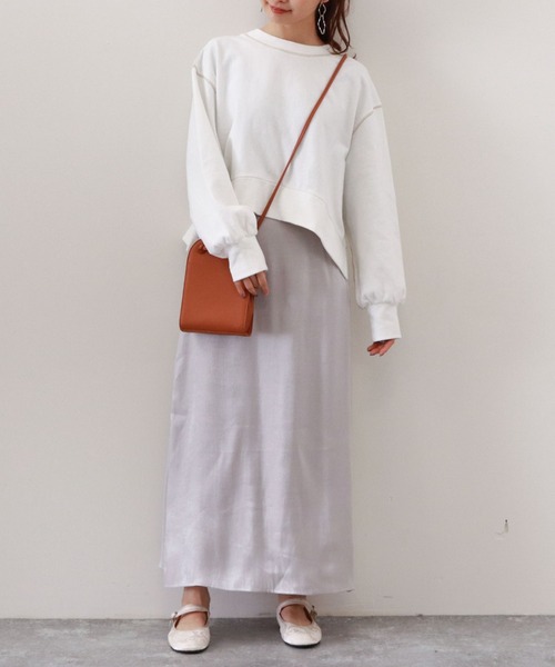 archives（アルシーヴ）の「ショート丈裏毛プルオーバー（スウェット・レディース・オフホワイト/オレンジ/グリーン/グレイッシュベージュ・MEDIUM）」の14枚目の写真