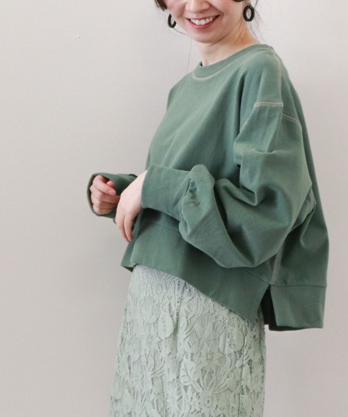 archives（アルシーヴ）の「ショート丈裏毛プルオーバー（スウェット・レディース・オフホワイト/オレンジ/グリーン/グレイッシュベージュ・MEDIUM）」の12枚目の写真