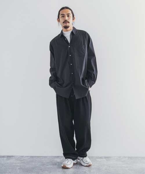 Audience（オーディエンス）の「【撥水・撥油】オーバーサイズ クロス ストレッチ タイプライター レギュラーカラー 長袖 ボクシーシャツ（シャツ/ブラウス・メンズ・ブラック/オフホワイト・M/L）」の10枚目の写真