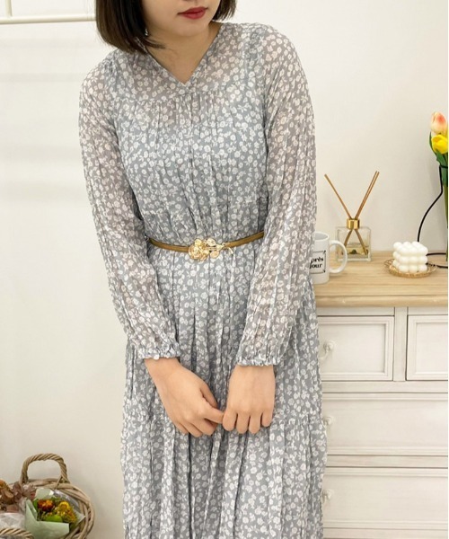 apres jour（アプレジュール）の「花柄ティアードワンピ【ZOZOTOWN限定アイテム】（ワンピース・レディース・ブラック/モカ/ミント/サックスブルー/ラベンダー/アイボリー・フリー/X-LARGE）」の5枚目の写真