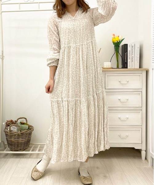 apres jour（アプレジュール）の「花柄ティアードワンピ【ZOZOTOWN限定アイテム】（ワンピース・レディース・ブラック/モカ/ミント/サックスブルー/ラベンダー/アイボリー・フリー/X-LARGE）」の11枚目の写真