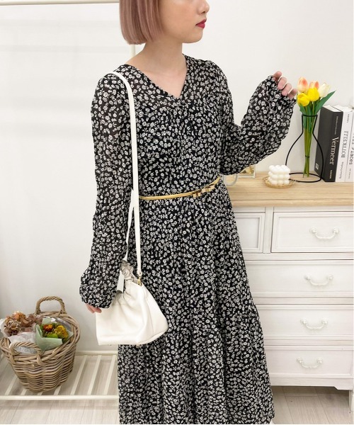 apres jour（アプレジュール）の「花柄ティアードワンピ【ZOZOTOWN限定アイテム】（ワンピース・レディース・ブラック/モカ/ミント/サックスブルー/ラベンダー/アイボリー・フリー/X-LARGE）」の12枚目の写真