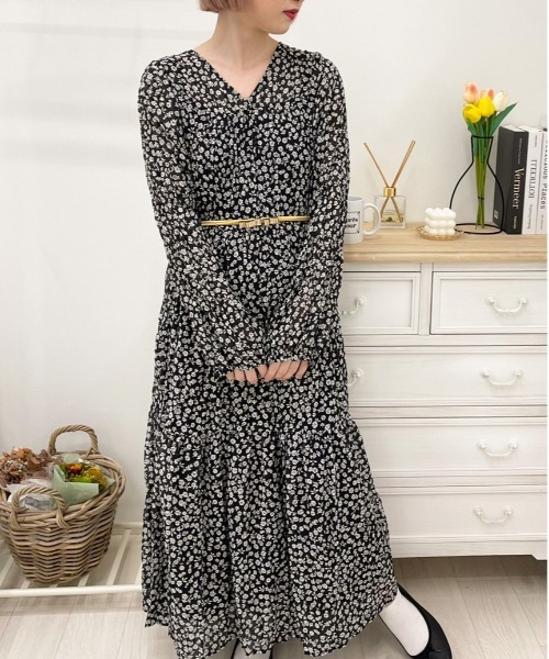 apres jour（アプレジュール）の「花柄ティアードワンピ【ZOZOTOWN限定アイテム】（ワンピース・レディース・ブラック/モカ/ミント/サックスブルー/ラベンダー/アイボリー・フリー/X-LARGE）」の17枚目の写真