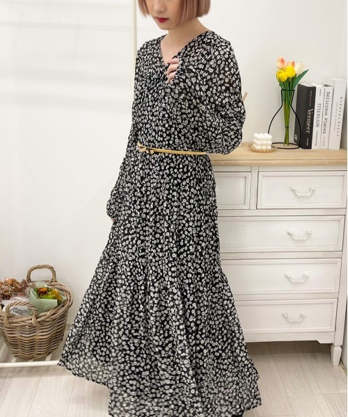 apres jour（アプレジュール）の「花柄ティアードワンピ【ZOZOTOWN限定アイテム】（ワンピース・レディース・ブラック/モカ/ミント/サックスブルー/ラベンダー/アイボリー・フリー/X-LARGE）」の19枚目の写真