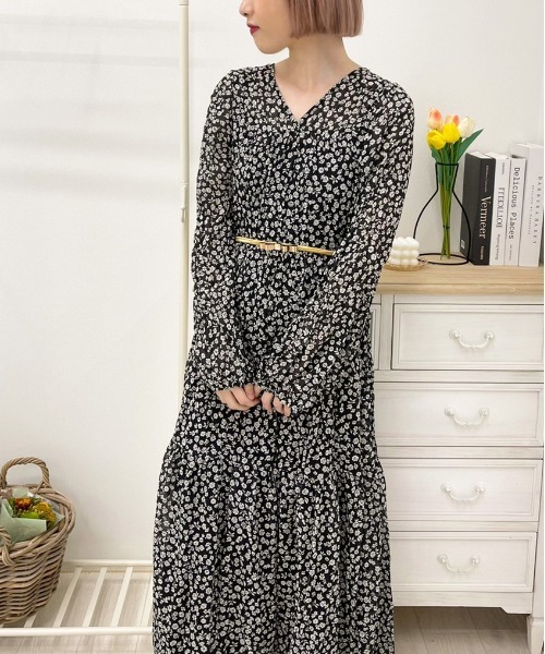 apres jour（アプレジュール）の「花柄ティアードワンピ【ZOZOTOWN限定アイテム】（ワンピース・レディース・ブラック/モカ/ミント/サックスブルー/ラベンダー/アイボリー・フリー/X-LARGE）」の20枚目の写真