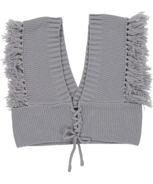 SPINNS（スピンズ）の「フリンジデザインニットビスチェ（ベスト・レディース・アイボリー/グリーン系その他/スミクロ/グレイッシュベージュ/ライトブルーグレー・ONESIZE）」の12枚目の写真