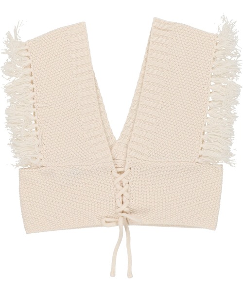 SPINNS（スピンズ）の「フリンジデザインニットビスチェ（ベスト・レディース・アイボリー/グリーン系その他/スミクロ/グレイッシュベージュ/ライトブルーグレー・ONESIZE）」の18枚目の写真