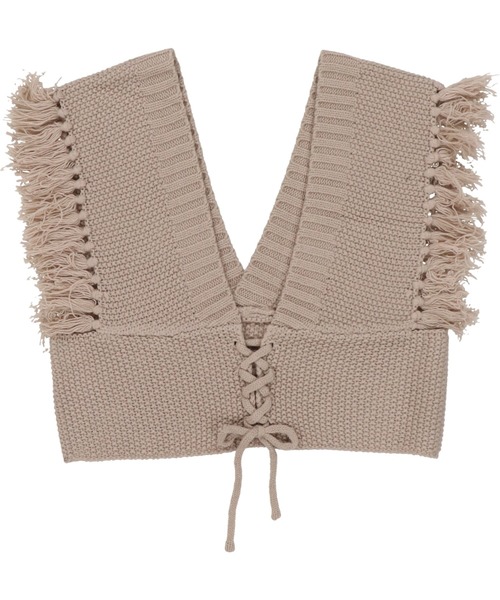 SPINNS（スピンズ）の「フリンジデザインニットビスチェ（ベスト・レディース・アイボリー/グリーン系その他/スミクロ/グレイッシュベージュ/ライトブルーグレー・ONESIZE）」の19枚目の写真