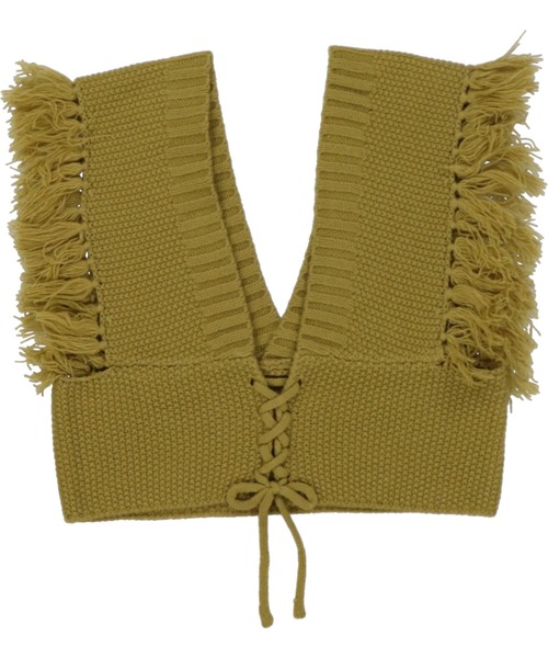 SPINNS（スピンズ）の「フリンジデザインニットビスチェ（ベスト・レディース・アイボリー/グリーン系その他/スミクロ/グレイッシュベージュ/ライトブルーグレー・ONESIZE）」の10枚目の写真