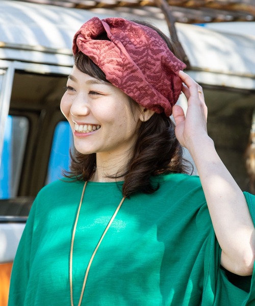 チャイハネ（チャイハネ）の「【チャイハネ】ノマドブレロスヌード＆ヘアバンド 2WAY（ヘアバンド・レディース・ネイビー/ベージュ/ホワイト・FREE）」の14枚目の写真