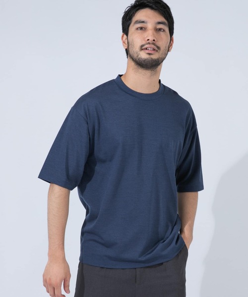 URBAN RESEARCH ROSSO MEN（アーバンリサーチロッソメン）の「メリノウールクルーネックTシャツ（Tシャツ/カットソー・メンズ・グレー/ネイビー/カーキ・MEDIUM/X-LARGE/SMALL/LARGE）」の3枚目の写真