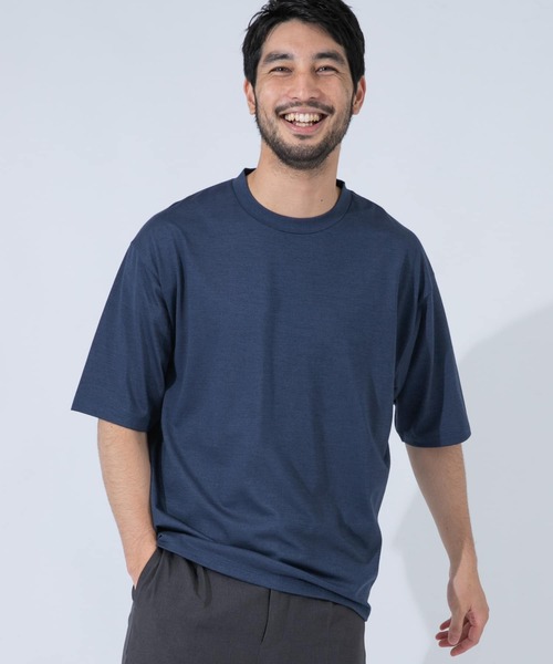 URBAN RESEARCH ROSSO MEN（アーバンリサーチロッソメン）の「メリノウールクルーネックTシャツ（Tシャツ/カットソー・メンズ・グレー/ネイビー/カーキ・MEDIUM/X-LARGE/SMALL/LARGE）」の4枚目の写真