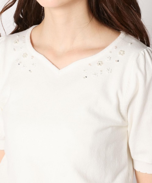 LODISPOTTO（ロディスポット）の「フルールビジューニット（ニット/セーター・レディース・ブラック/ホワイト/ピンク・MEDIUM）」の12枚目の写真