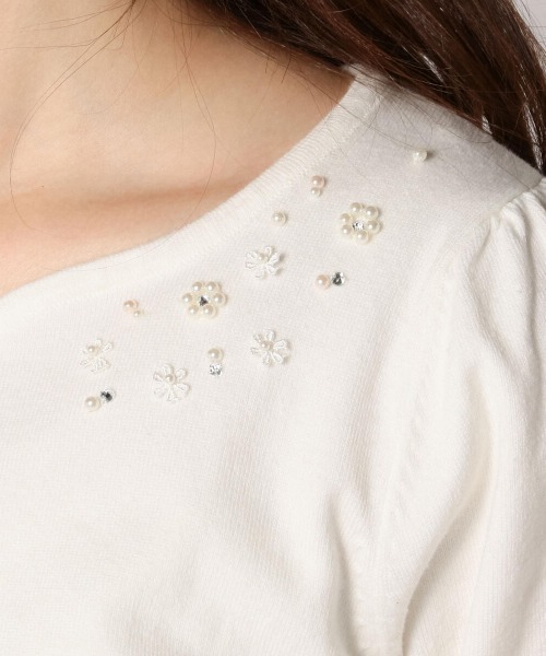 LODISPOTTO（ロディスポット）の「フルールビジューニット（ニット/セーター・レディース・ブラック/ホワイト/ピンク・MEDIUM）」の6枚目の写真