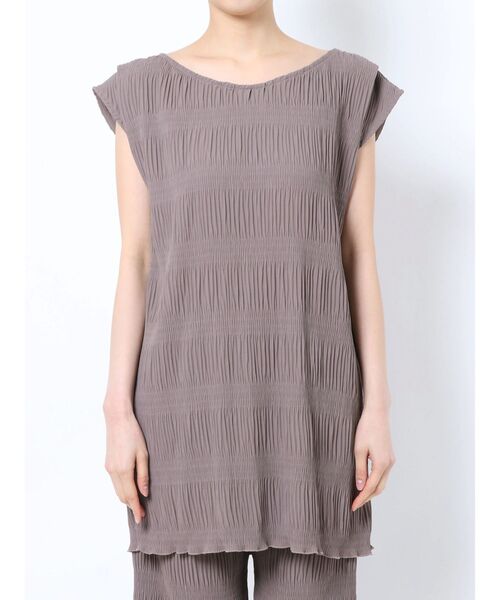 EMODA(エモダ)の「シャーリングロングトップ(Tシャツ/カットソー・レディース・ホワイト/グレー/ブラック/ミント・FREE)」の4枚目の写真