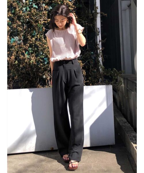 EMODA(エモダ)の「シャーリングロングトップ(Tシャツ/カットソー・レディース・ホワイト/グレー/ブラック/ミント・FREE)」の7枚目の写真