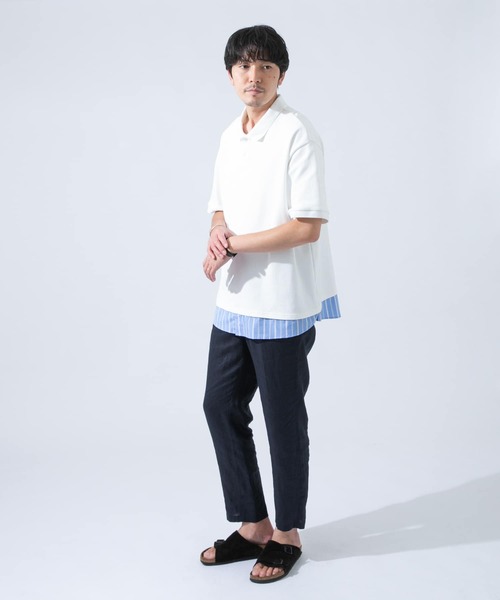 URBAN RESEARCH ROSSO MEN（アーバンリサーチロッソメン）の「レイヤードポロシャツ（ポロシャツ・メンズ・ブラック/オフホワイト・MEDIUM/LARGE）」の4枚目の写真