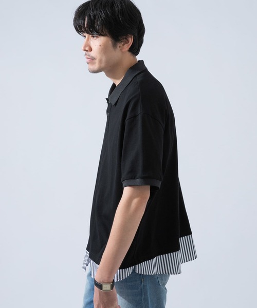 URBAN RESEARCH ROSSO MEN（アーバンリサーチロッソメン）の「レイヤードポロシャツ（ポロシャツ・メンズ・ブラック/オフホワイト・MEDIUM/LARGE）」の7枚目の写真