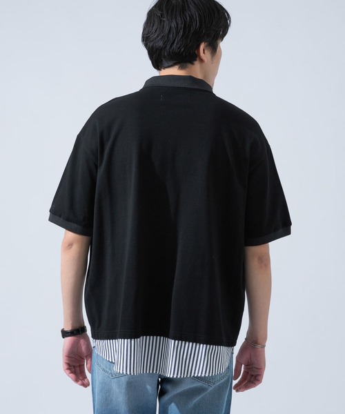 URBAN RESEARCH ROSSO MEN（アーバンリサーチロッソメン）の「レイヤードポロシャツ（ポロシャツ・メンズ・ブラック/オフホワイト・MEDIUM/LARGE）」の6枚目の写真