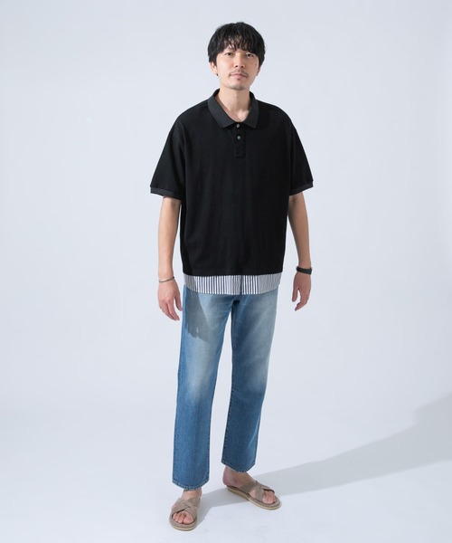 URBAN RESEARCH ROSSO MEN（アーバンリサーチロッソメン）の「レイヤードポロシャツ（ポロシャツ・メンズ・ブラック/オフホワイト・MEDIUM/LARGE）」の5枚目の写真