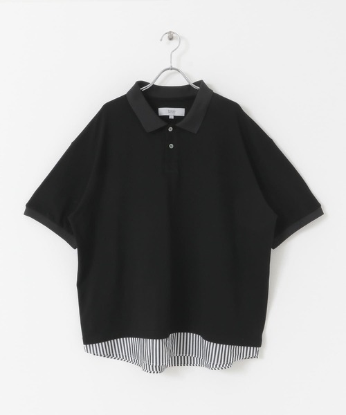 URBAN RESEARCH ROSSO MEN（アーバンリサーチロッソメン）の「レイヤードポロシャツ（ポロシャツ・メンズ・ブラック/オフホワイト・MEDIUM/LARGE）」の9枚目の写真