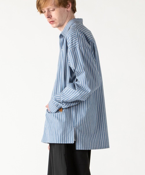 rehacer(レアセル)の「rehacer : Wide Slit Boil Stripe Shirt Made in Japan / ワイドスリットストライプシャツ メイドインジャパン(シャツ/ブラウス・メンズ・サックスブルー・SMALL/MEDIUM/LARGE)」の2枚目の写真