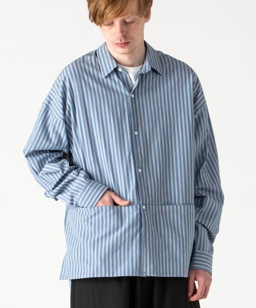 rehacer(レアセル)の「rehacer : Wide Slit Boil Stripe Shirt Made in Japan / ワイドスリットストライプシャツ メイドインジャパン(シャツ/ブラウス・メンズ・サックスブルー・SMALL/MEDIUM/LARGE)」の3枚目の写真
