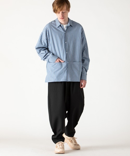 rehacer(レアセル)の「rehacer : Wide Slit Boil Stripe Shirt Made in Japan / ワイドスリットストライプシャツ メイドインジャパン(シャツ/ブラウス・メンズ・サックスブルー・SMALL/MEDIUM/LARGE)」の4枚目の写真