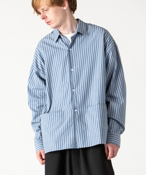 rehacer(レアセル)の「rehacer : Wide Slit Boil Stripe Shirt Made in Japan / ワイドスリットストライプシャツ メイドインジャパン(シャツ/ブラウス・メンズ・サックスブルー・SMALL/MEDIUM/LARGE)」の6枚目の写真