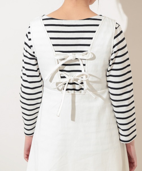 natural couture（ナチュラルクチュール）の「【WEB限定】バックリボンフロント釦フレアワンピース（ワンピース・レディース・オフホワイト/ブルー・FREE）」の15枚目の写真