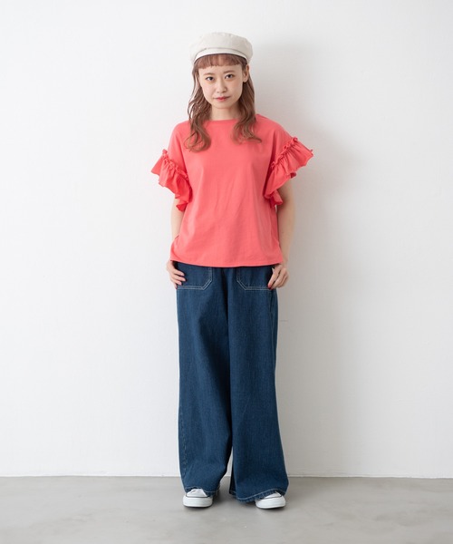 MERLOT（メルロー）の「ヘビーツイル＆デニムワイドパンツ（デニムパンツ・レディース・インディゴブルー/ナチュラル・FREE）」の9枚目の写真