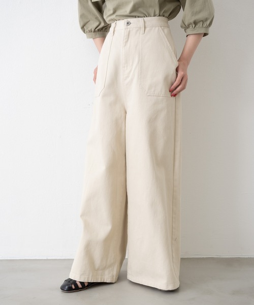 MERLOT（メルロー）の「ヘビーツイル＆デニムワイドパンツ（デニムパンツ・レディース・インディゴブルー/ナチュラル・FREE）」の17枚目の写真