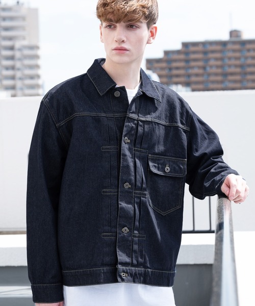 ８(eight)（エイト）の「10ozデニムジャケット（デニムジャケット・メンズ・ブラック/インディゴブルー/ブルー/キナリ・MEDIUM/X-LARGE/LARGE）」の3枚目の写真