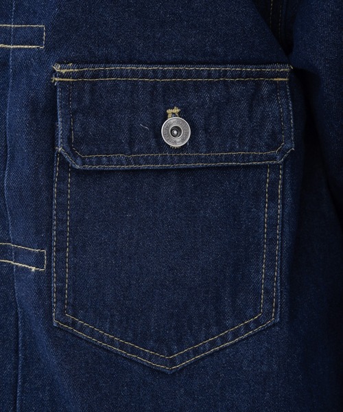 ８(eight)（エイト）の「10ozデニムジャケット（デニムジャケット・メンズ・ブラック/インディゴブルー/ブルー/キナリ・MEDIUM/X-LARGE/LARGE）」の14枚目の写真