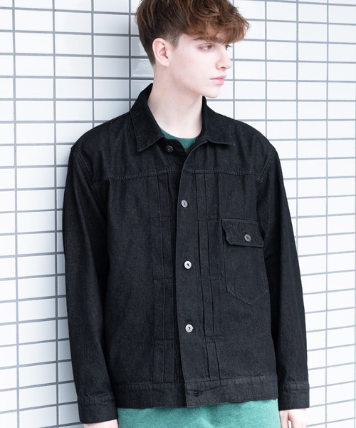 ８(eight)（エイト）の「10ozデニムジャケット（デニムジャケット・メンズ・ブラック/インディゴブルー/ブルー/キナリ・MEDIUM/X-LARGE/LARGE）」の7枚目の写真