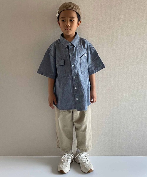 CIAOPANIC TYPY（チャオパニックティピー）の「【KIDS】アソートファブリック シャツ（シャツ/ブラウス・キッズ・オリーブ/サックスブルー/ブルー・LARGE/MEDIUM/SMALL/XX-LARGE/X-LARGE）」の2枚目の写真