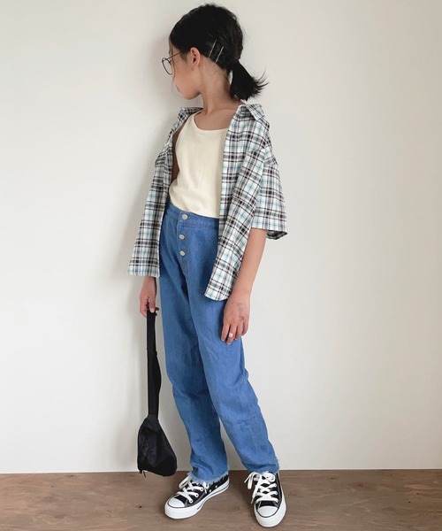 CIAOPANIC TYPY（チャオパニックティピー）の「【KIDS】アソートファブリック シャツ（シャツ/ブラウス・キッズ・オリーブ/サックスブルー/ブルー・LARGE/MEDIUM/SMALL/XX-LARGE/X-LARGE）」の3枚目の写真