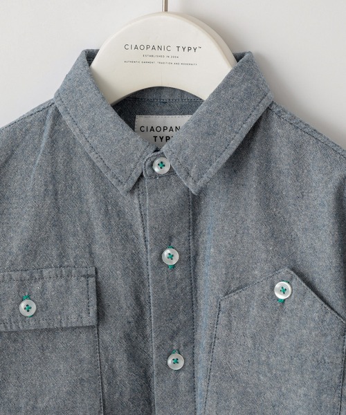 CIAOPANIC TYPY（チャオパニックティピー）の「【KIDS】アソートファブリック シャツ（シャツ/ブラウス・キッズ・オリーブ/サックスブルー/ブルー・LARGE/MEDIUM/SMALL/XX-LARGE/X-LARGE）」の4枚目の写真