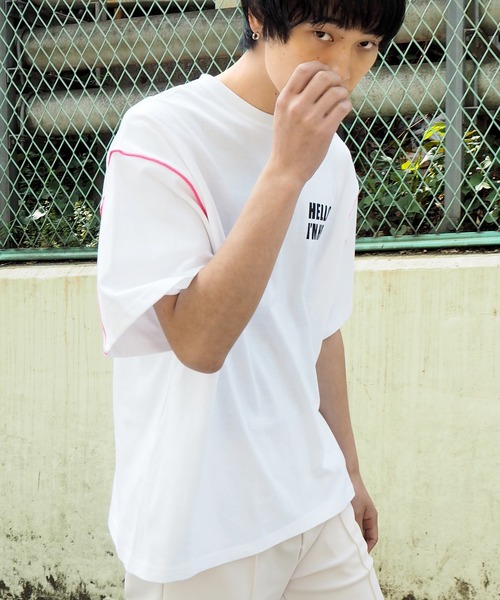 Figments（フィグメンツ）の「カラーパイピングプリントTシャツ（Tシャツ/カットソー・レディース・ブラック/ホワイト・FREE）」の6枚目の写真