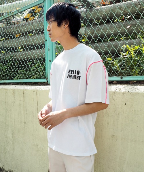 Figments（フィグメンツ）の「カラーパイピングプリントTシャツ（Tシャツ/カットソー・レディース・ブラック/ホワイト・FREE）」の7枚目の写真