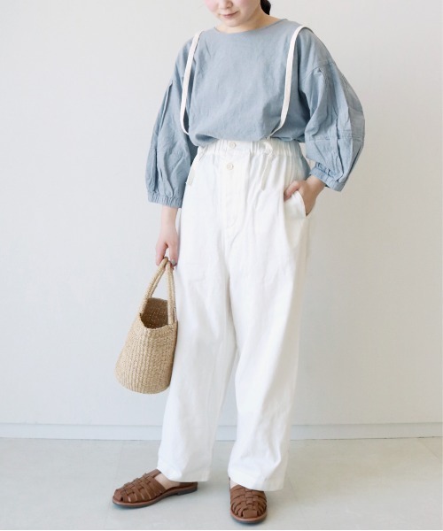 Samansa Mos2（サマンサ モスモス）の「前釦サス付パンツ（その他パンツ・レディース・ベージュ/カーキ/ブルー/オフホワイト・ﾌﾘ-）」の10枚目の写真