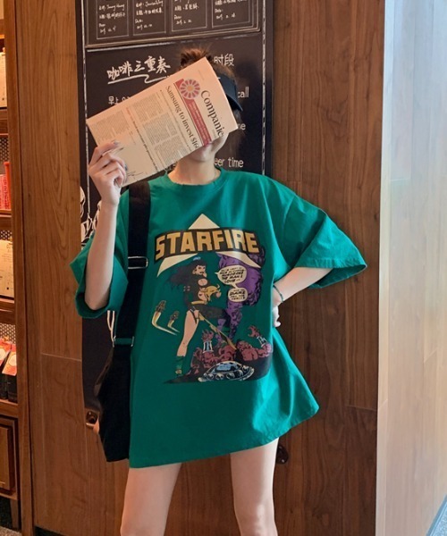 ACT（アクト）の「【ACT -fascination design-】オーバーサイズ　カレッジプリントTシャツ（Tシャツ/カットソー・レディース・ホワイト/ライトグレー/グレー/グリーン・FREE）」の17枚目の写真