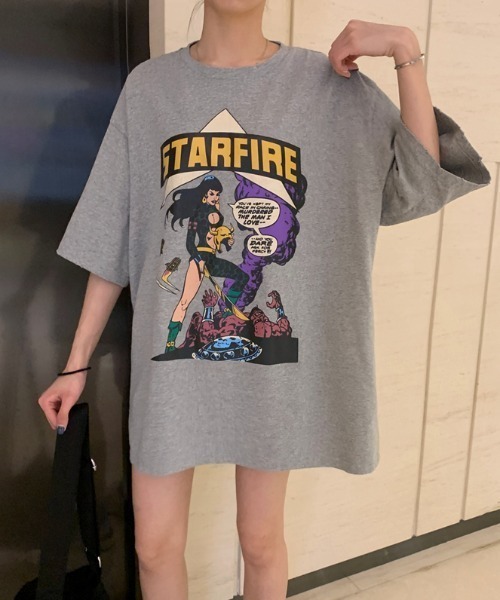 ACT（アクト）の「【ACT -fascination design-】オーバーサイズ　カレッジプリントTシャツ（Tシャツ/カットソー・レディース・ホワイト/ライトグレー/グレー/グリーン・FREE）」の13枚目の写真