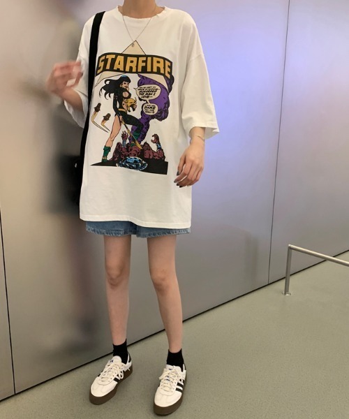 ACT（アクト）の「【ACT -fascination design-】オーバーサイズ　カレッジプリントTシャツ（Tシャツ/カットソー・レディース・ホワイト/ライトグレー/グレー/グリーン・FREE）」の12枚目の写真