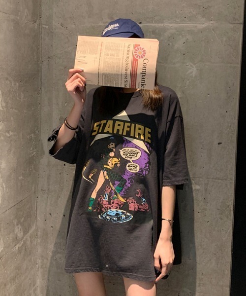 ACT（アクト）の「【ACT -fascination design-】オーバーサイズ　カレッジプリントTシャツ（Tシャツ/カットソー・レディース・ホワイト/ライトグレー/グレー/グリーン・FREE）」の7枚目の写真