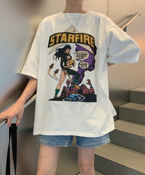 ACT（アクト）の「【ACT -fascination design-】オーバーサイズ　カレッジプリントTシャツ（Tシャツ/カットソー・レディース・ホワイト/ライトグレー/グレー/グリーン・FREE）」の8枚目の写真