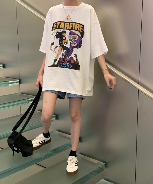 ACT（アクト）の「【ACT -fascination design-】オーバーサイズ　カレッジプリントTシャツ（Tシャツ/カットソー・レディース・ホワイト/ライトグレー/グレー/グリーン・FREE）」の18枚目の写真