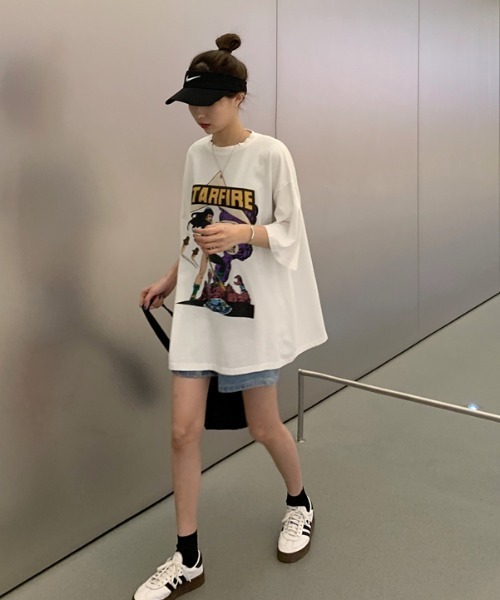 ACT（アクト）の「【ACT -fascination design-】オーバーサイズ　カレッジプリントTシャツ（Tシャツ/カットソー・レディース・ホワイト/ライトグレー/グレー/グリーン・FREE）」の21枚目の写真