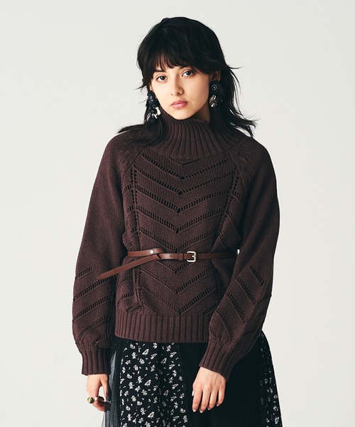 LAYMEE(レイミー)の「Torenia turtle knit / トレニアタートルニット(ニット/セーター・レディース・ブルー/アイボリー/ブラウン・FREE)」の3枚目の写真