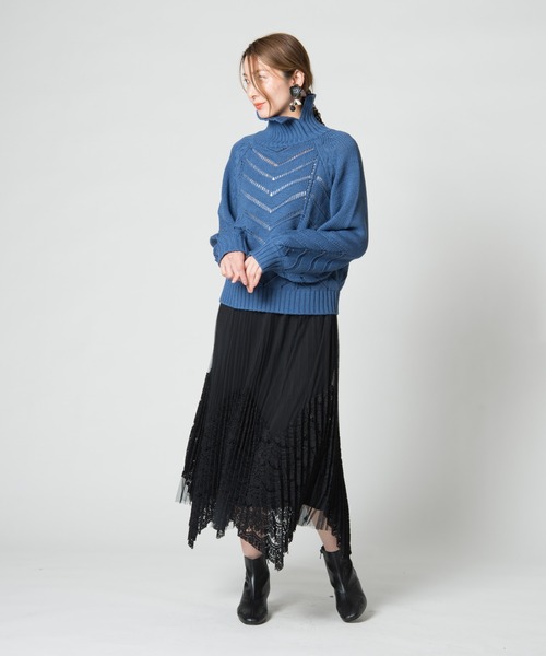 LAYMEE(レイミー)の「Torenia turtle knit / トレニアタートルニット(ニット/セーター・レディース・ブルー/アイボリー/ブラウン・FREE)」の6枚目の写真